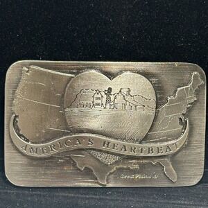 Vintage Great Plains Americas Heartbeat Farm Equipment Advertising Belt Buckle